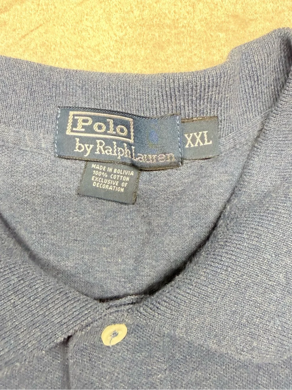 Ralph Lauren Heathered Blue Polo with Red Pony Embroidery